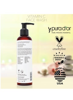 Pura d'or PURA D'OR Vitamin C Face Wash (8oz x2 = 16oz) Antioxidant Rich Facial Cleanser For Radiant Glow & Even Skin Tone - Gentle, Refreshing, Nurturing, Hydrating, Sulfate & Paraben Free Formula  - Image 4