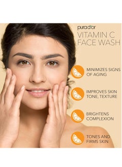 Pura d'or PURA D'OR Vitamin C Face Wash (8oz x2 = 16oz) Antioxidant Rich Facial Cleanser For Radiant Glow & Even Skin Tone - Gentle, Refreshing, Nurturing, Hydrating, Sulfate & Paraben Free Formula  - Image 2