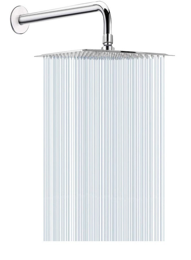 HarJue 12 Inch Rain Shower Head With 15 Inch Extension Arm, Stainless Steel Large Rainfall, Luxury Square-Waterfall Full Body Coverage-Easy to Install (Chrome) - Image 1