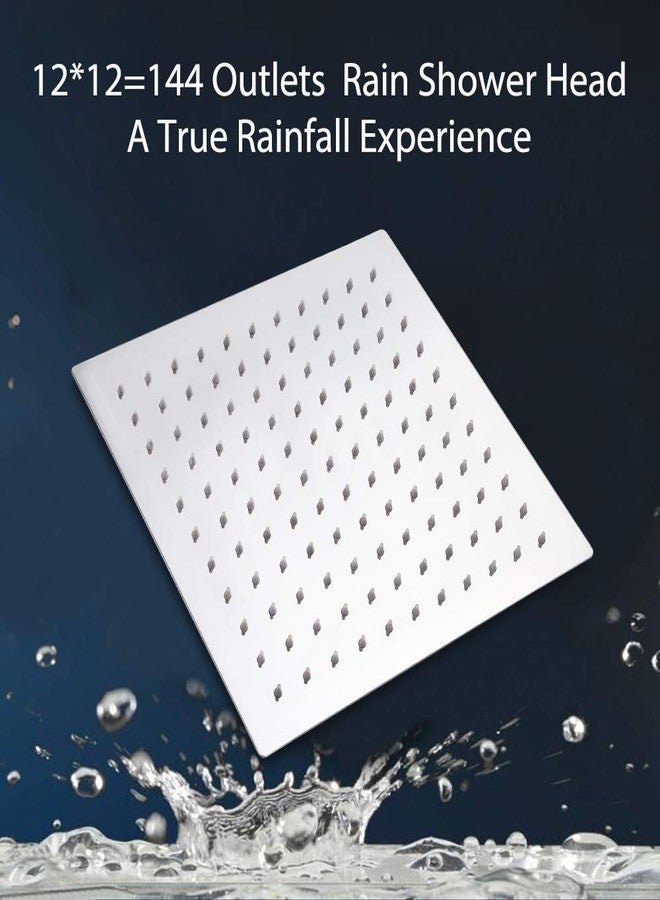 HarJue 12 Inch Rain Shower Head With 15 Inch Extension Arm, Stainless Steel Large Rainfall, Luxury Square-Waterfall Full Body Coverage-Easy to Install (Chrome) - Image 2