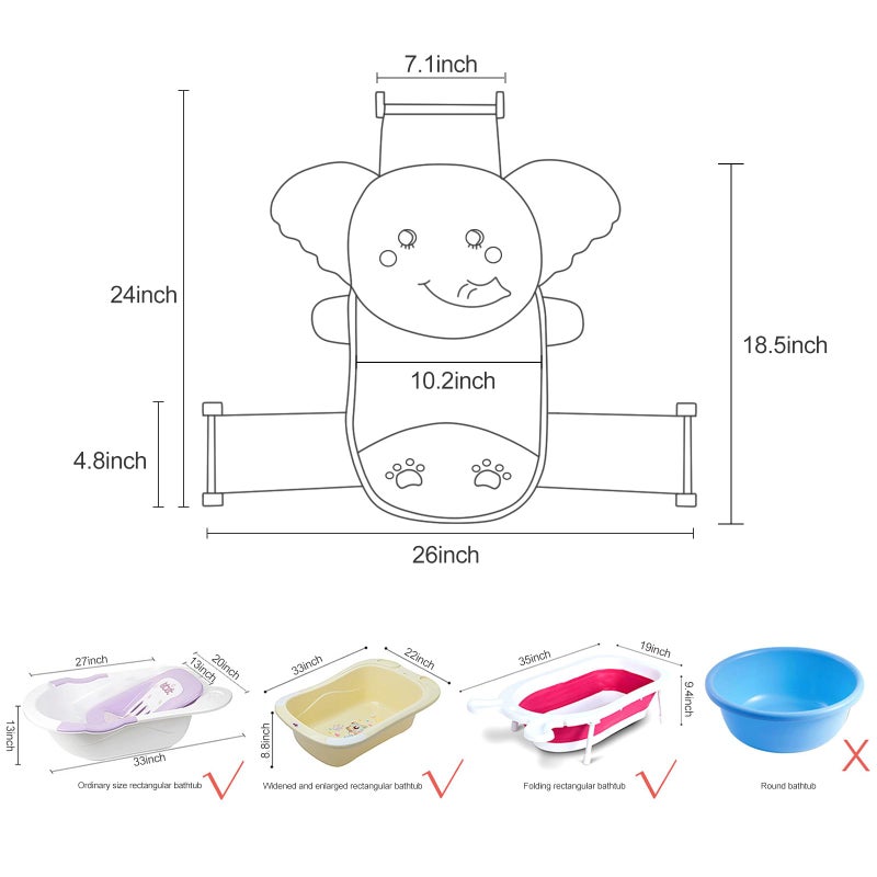 AIR&TREE Baby Bath Seat Support Net, Quick Drying, Adjustable, Comfortable, Non-Slip, Infant Bathtub Sling Shower Mesh for a Tub, with Safety Support Corners (Pink) - Image 3