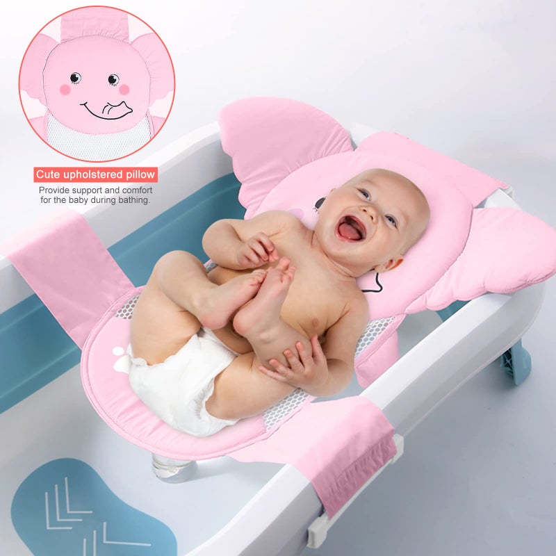 AIR&TREE Baby Bath Seat Support Net, Quick Drying, Adjustable, Comfortable, Non-Slip, Infant Bathtub Sling Shower Mesh for a Tub, with Safety Support Corners (Pink) - Image 2