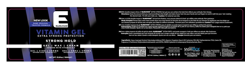 E Elegance Elegance Vitamin Gel, 33.8 Oz, Infused with Vitamin Pro-VB-5, Strong Hold Gel, Maximum Hair Protection and Natural Long Lasting Shine - Image 2