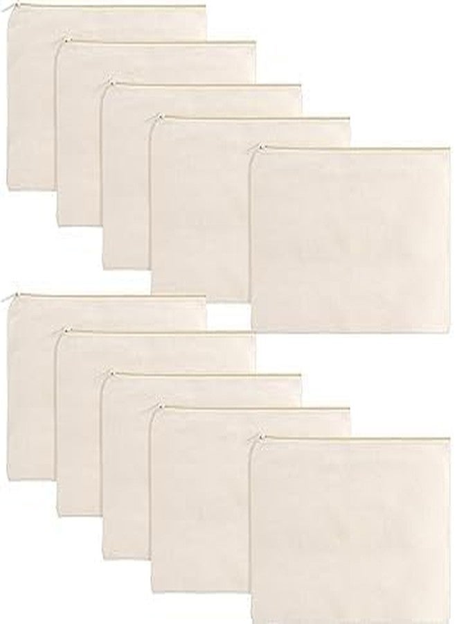TAKIVA Premium Canvas Pouch With Zipper Closure (Pack Of 10) | Multipurpose Storage Solution, Black - Image 1