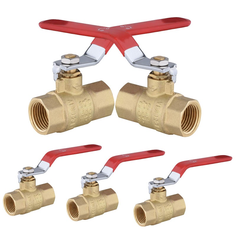 GUOFIS 12 Heavy Duty Full Port Brass Ball Valve600 WOG FNPT FIP Threaded Valve for Compressed Air Water Plumbing or Oil5 PackYellow HandleVALVE226 - Image 2