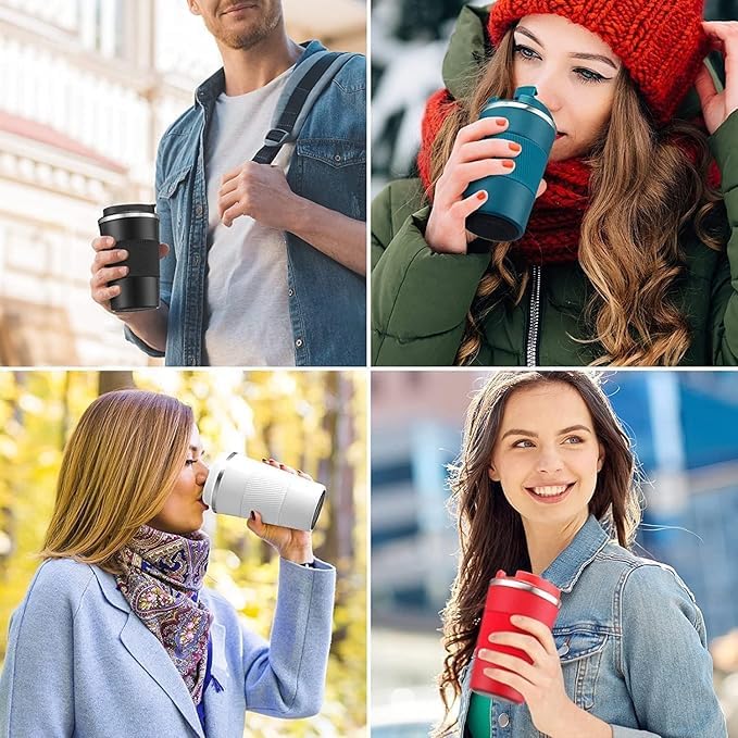 MATSON Coffee Travel Mug Insulated Coffee Cup with Leakproof Lid Vacuum Insulation Stainless Steel Reusable for Hot Cold Coffee Water and Tea Thermal Mug with NonSlip Protective Cover - Image 5