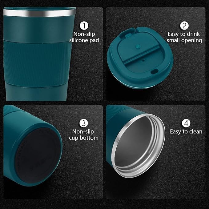 MATSON Coffee Travel Mug Insulated Coffee Cup with Leakproof Lid Vacuum Insulation Stainless Steel Reusable for Hot Cold Coffee Water and Tea Thermal Mug with NonSlip Protective Cover - Image 3