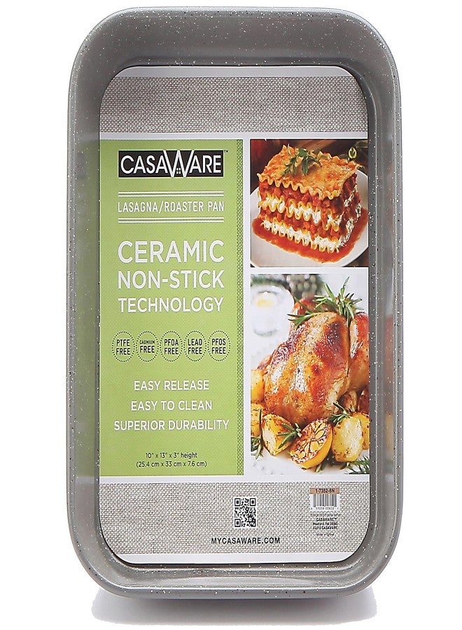 casaWare Ceramic Coated NonStick Lasagna/Roaster Pan 13 x 10 x 3-Inch (Silver Granite) - Image 1