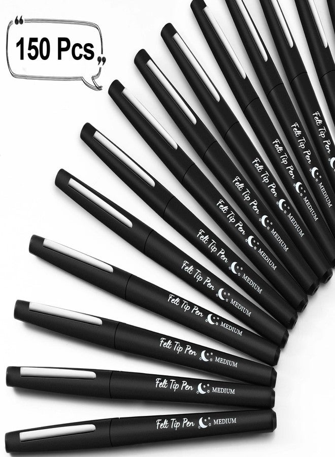 Fuyoooo 150 Pcs Black Felt Tip Pens Bulk 0.7mm Medium Point Felt Pens Journal Planner Markers Pen for Journaling, Writing, Note Taking Art Office Supplies - Image 3