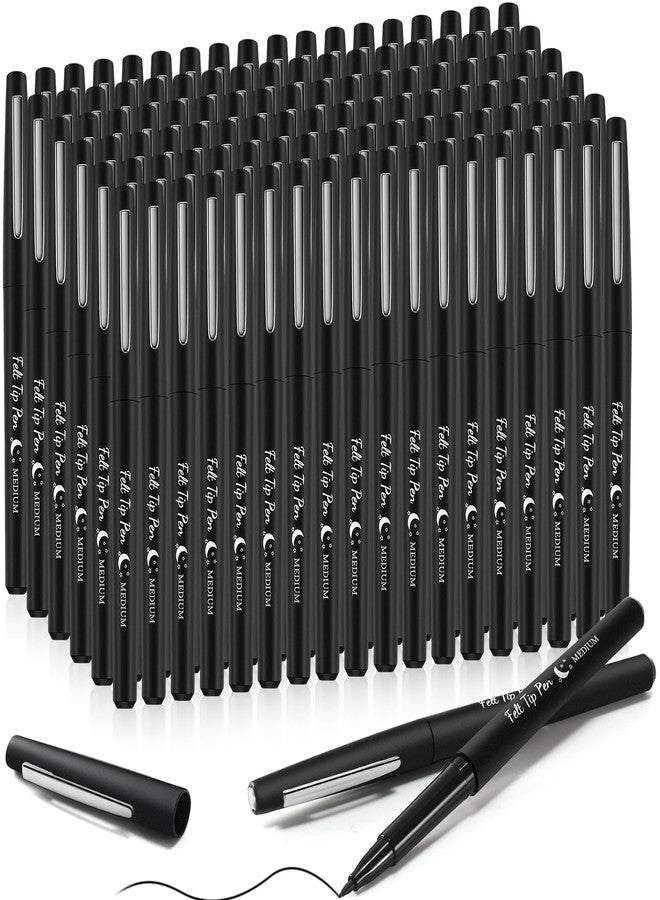 Fuyoooo 150 Pcs Black Felt Tip Pens Bulk 0.7mm Medium Point Felt Pens Journal Planner Markers Pen for Journaling, Writing, Note Taking Art Office Supplies - Image 1