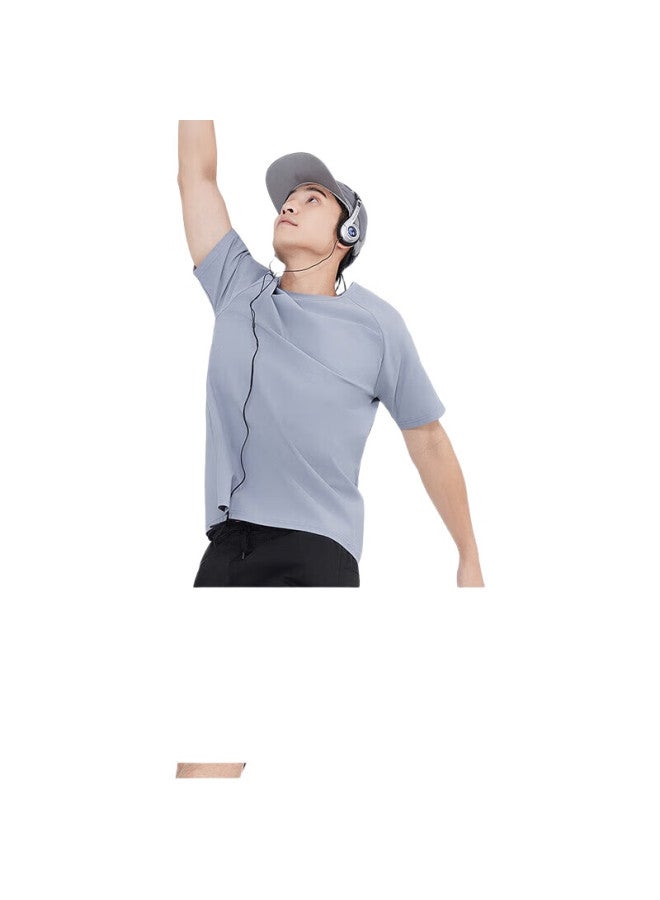 JD.com Jingzao [Upf100+] Cool-Feeling Sun Protection Sports T-Shirt For Men, Quick-Dry Air-Conditioning Short-Sleeve T-Shirt, Running Round Neck, Navy Blue, S - Image 1