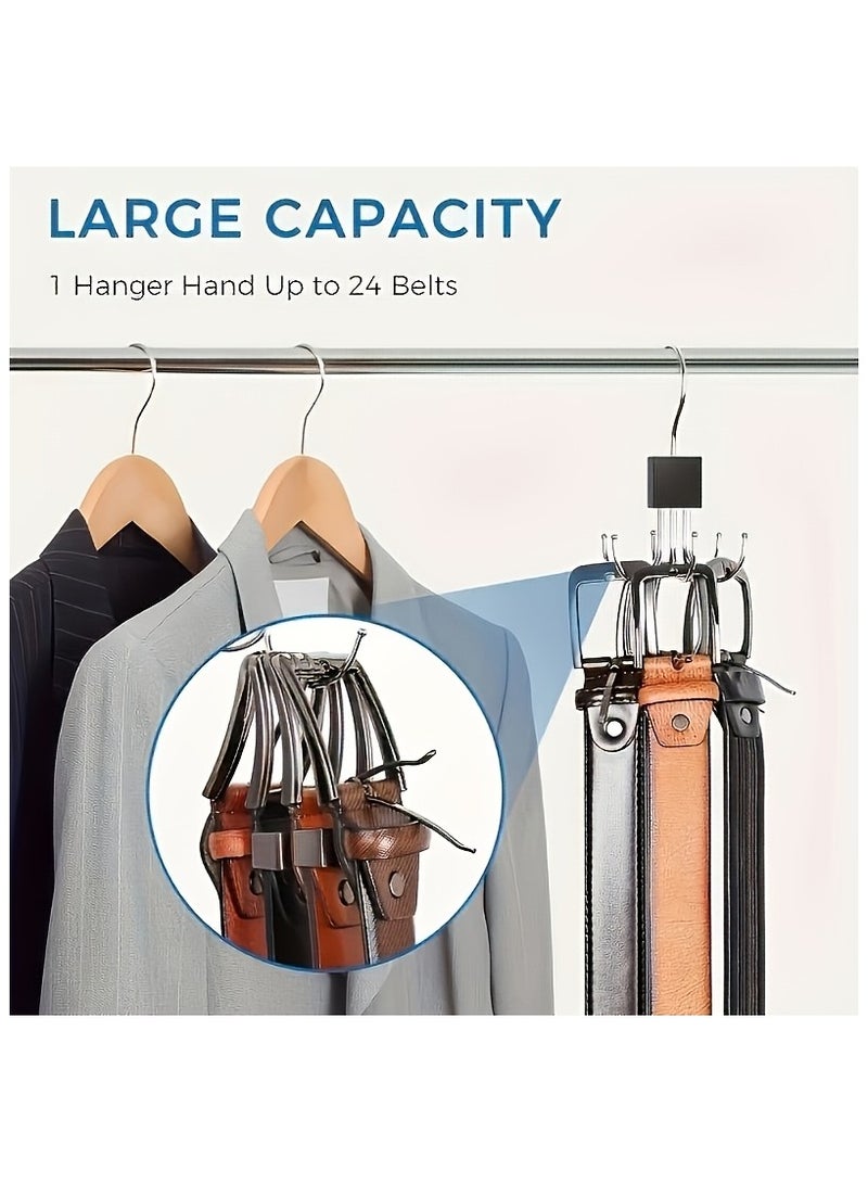 Rotating Belt & Accessory Hanger - Wooden Base with Stainless Steel Hooks | Space-Saving Closet Organizer for Belts, Ties, Scarves, Bras, Vests | Multi-Functional Wardrobe Storage Solution | Modern Home Organization - Image 4