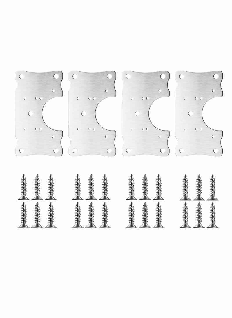 SYOSI - Cabinet Hinge Repair Plate, Stainless Steel Kits with Mounting Screws Wooden for Protecting Furniture and Kitchen Cabinet(4 Half Hole) - Image 1