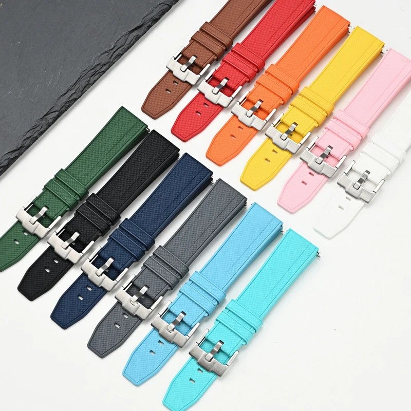Bluejw New Design Vulcanized FKM Rubber Watch Strap – Quick Release, Soft Fluoro Rubber Replacement Band for Dive & Sport Watches, Fits 20mm & 22mm, LOGO Compatible - Image 2