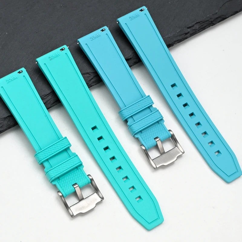 Bluejw New Design Vulcanized FKM Rubber Watch Strap – Quick Release, Soft Fluoro Rubber Replacement Band for Dive & Sport Watches, Fits 20mm & 22mm, LOGO Compatible - Image 3