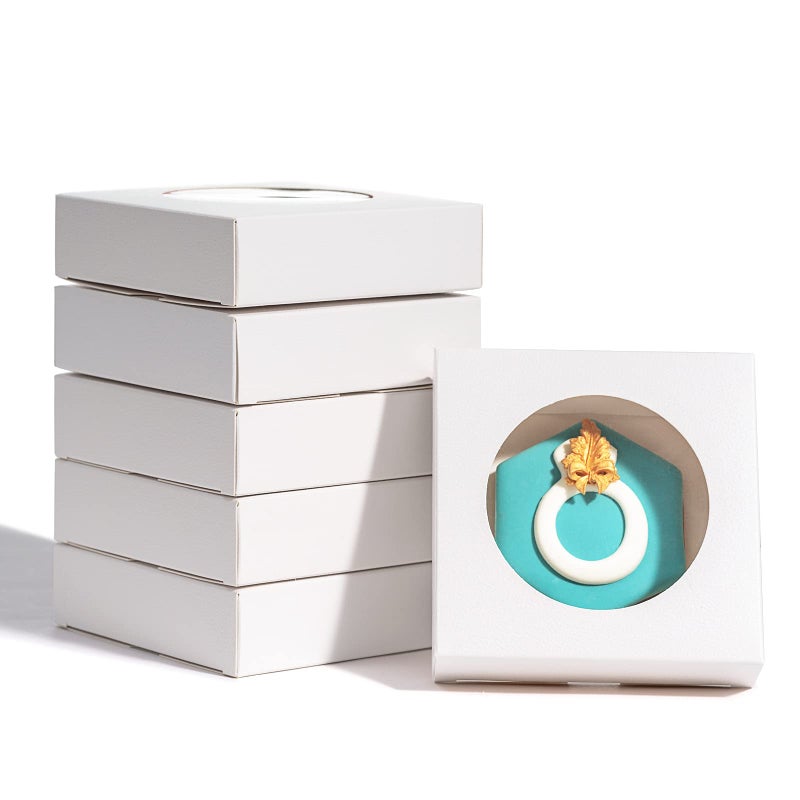 RomanticBaking Valentine Cookies Boxes With Window 4 38 x 4 38 x 1 15 100 Pack individul Pyo Small Gift Boxes Mini DountPie Boxes