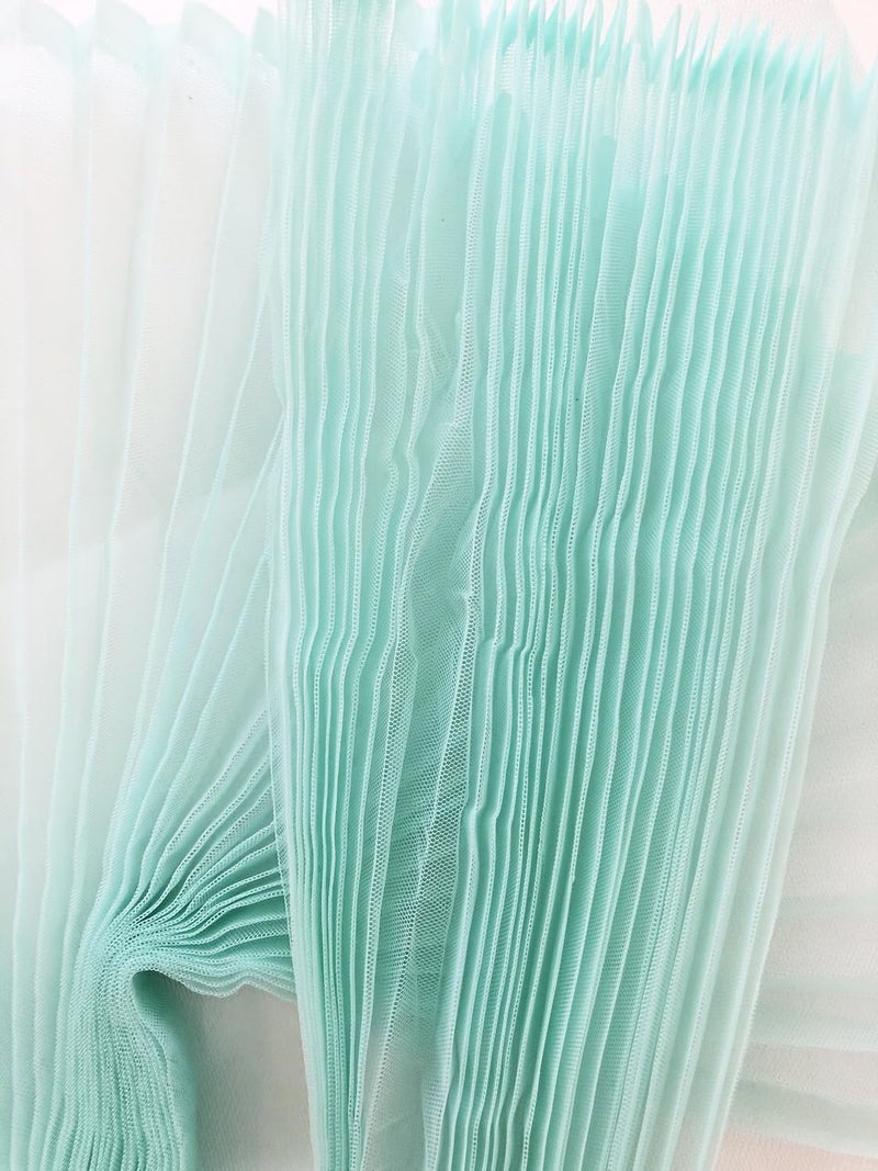 YABINA Ruffled Lace Trims 1 Yards, Pleated Lace Fabric Trim, Organza Ruffled Fabric Chiffon Tulle Border for Sewing Dress Bag Costume Decoration Trimming Craft (Water Green) - Image 3