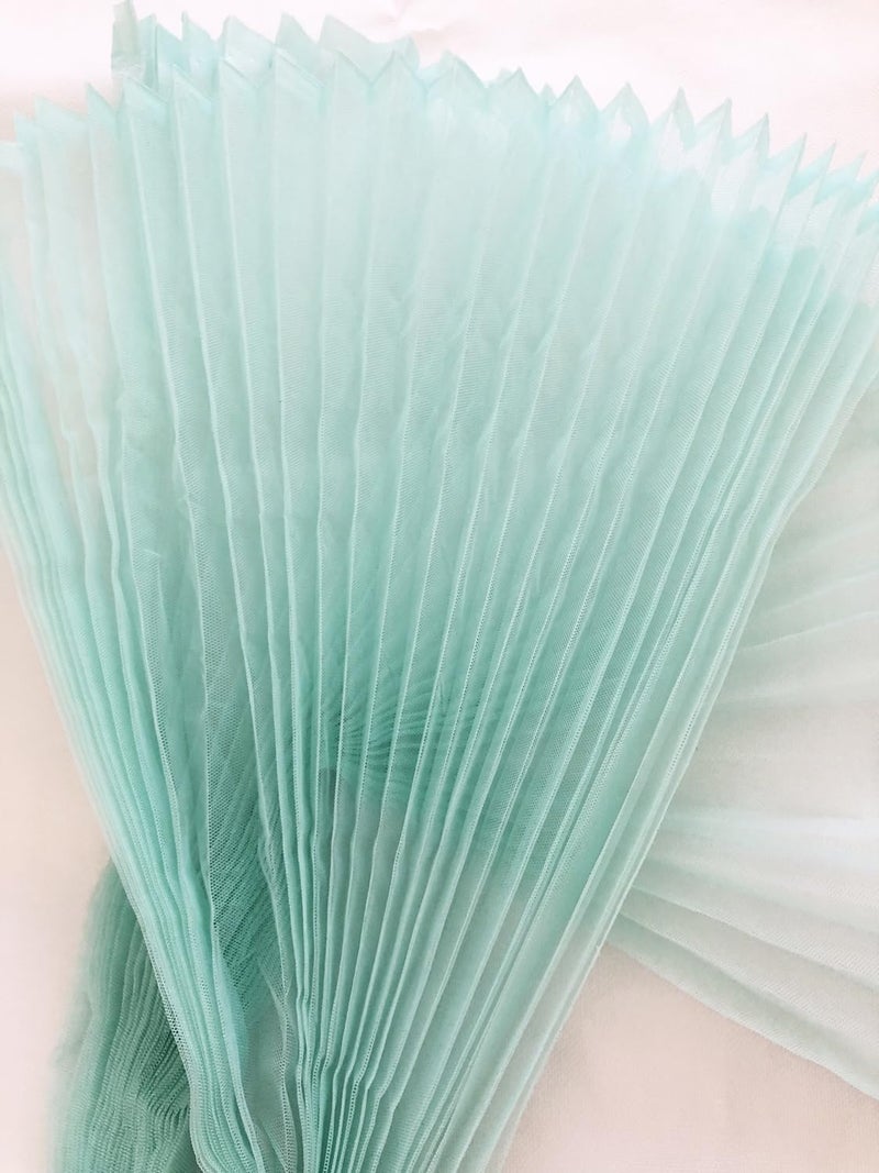 YABINA Ruffled Lace Trims 1 Yards, Pleated Lace Fabric Trim, Organza Ruffled Fabric Chiffon Tulle Border for Sewing Dress Bag Costume Decoration Trimming Craft (Water Green) - Image 4