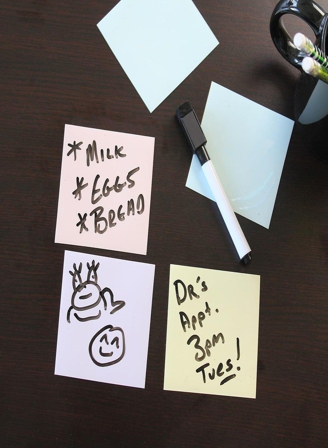Flipside Products 3" x 3" Pastel Dry Erase Notes w/Black Marker and Eraser Cap, Reusable Sticky Notes, Removeable Desk Dry Erase Sticker, Repositionable, Peel and Stick, White - 1 Pack of 12 Sheets - Image 4