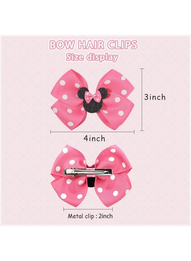 Ayesha Ayesha Mouse Ears Hair Clips, 4PCS Grosgrain Ribbon Mouse Bow Hair Clips, Polka Dot Bows for Girls, Hair Accessories for Baby Girls, Toddler Kids, Costume Party, Daily Use - Image 4