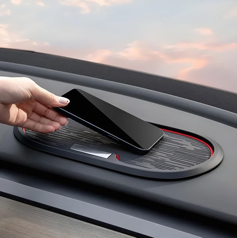 CARIZO GripMaster Anti-Slip Dashboard Mat for Cars, Black & Red, Robust PVC Storage Solution for Phones, Wallets, Keys, and More - Image 3