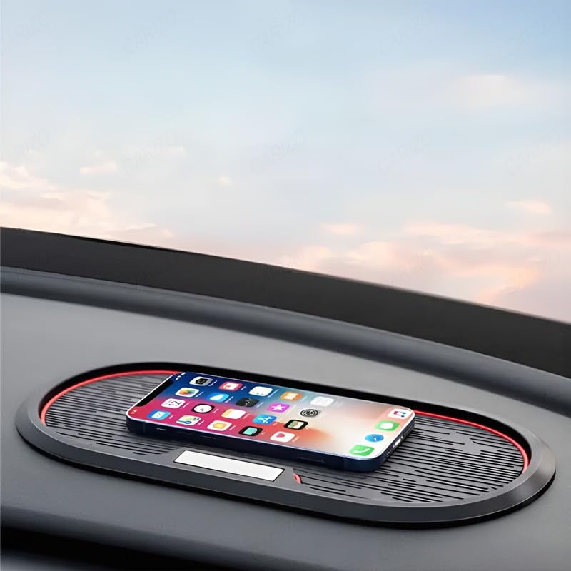 CARIZO GripMaster Anti-Slip Dashboard Mat for Cars, Black & Red, Robust PVC Storage Solution for Phones, Wallets, Keys, and More - Image 2