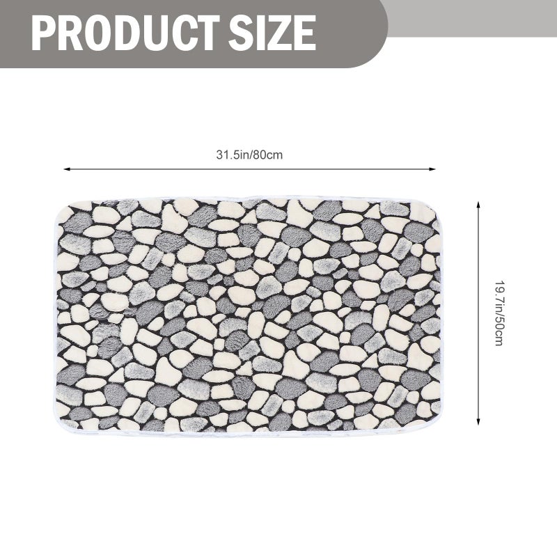 Grey Coral Fleece Bathroom Floor Mat Set 3pcs Non Slip Water Absorbent Toilet Lid Cover - Image 4