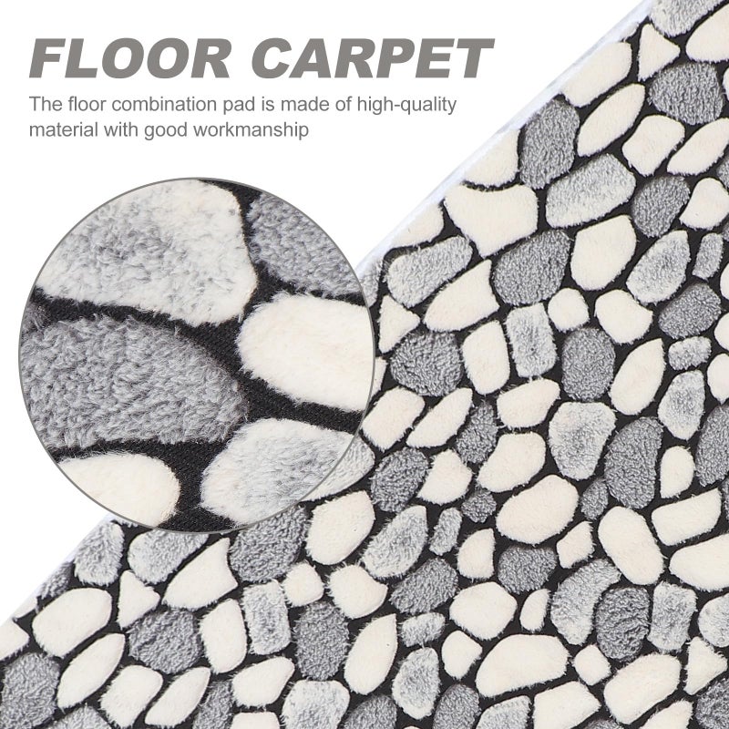 Grey Coral Fleece Bathroom Floor Mat Set 3pcs Non Slip Water Absorbent Toilet Lid Cover - Image 5