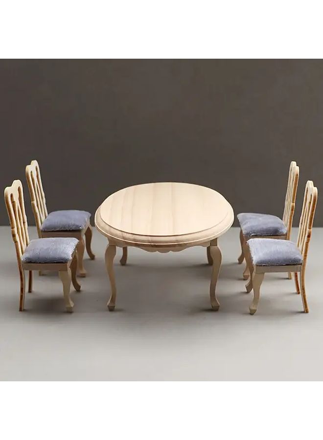 1 12 Scale Dollhouse Miniature Furniture Set European Style Solid Wood Table And Stools For Miniature Dining Room Scene Collector Photography Prop Holiday Gift Realistic Decor In 1 Set - Image 2