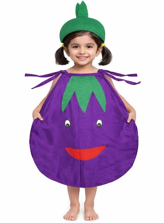 Nic Fruit And Vegetable Fancy Dress Costume For Kids | Fruit Shape Cutout For Childs | Healthy Fruits Dress (Jumpsuit Not Include) (Brinjal, 6-7 Years) - Image 1