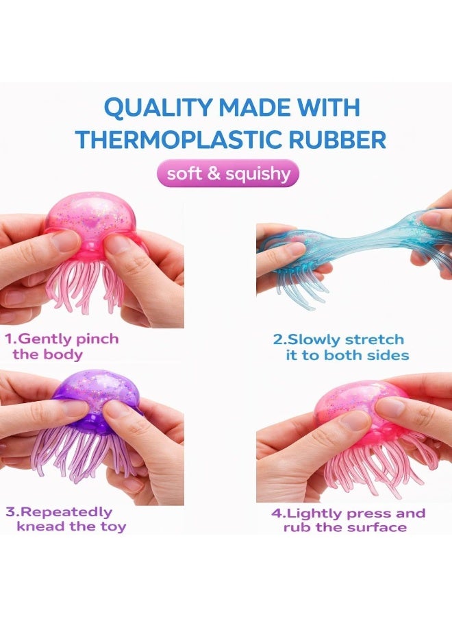 Gigglejoy Glitter Jellyfish Squishy Toy, Ultra Soft Glitter Jelly Sensory Fidget,Adults Squishies Anxiety Relief Maltose Ball, Ice Squishys Sugar Sensory Toy for ADHD Autism, Novel Design Colorful Fidgets Stress Toys - Image 5