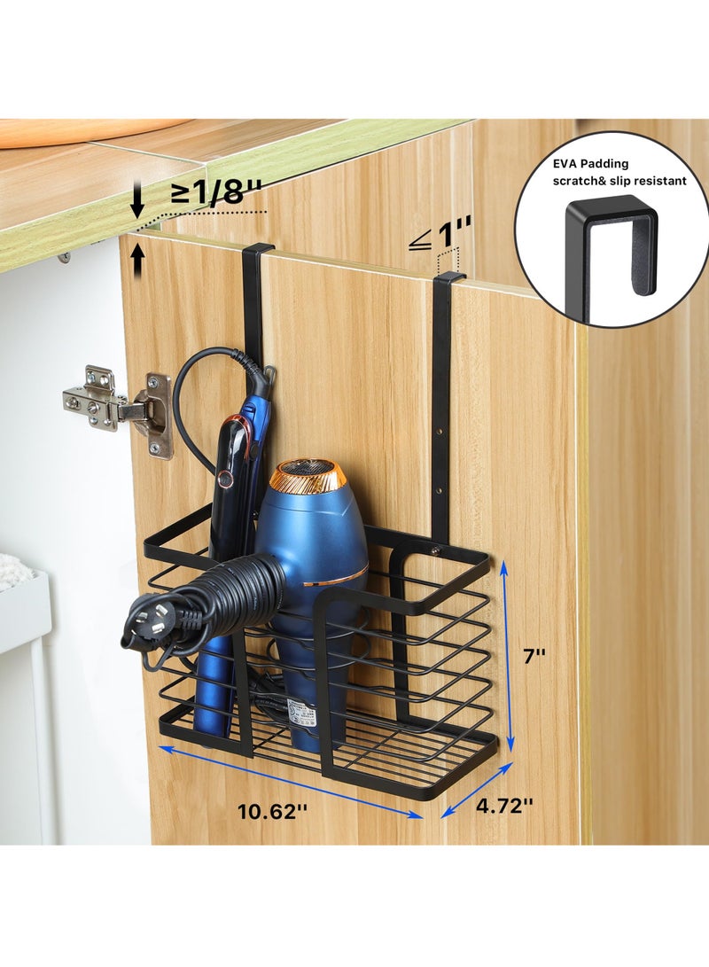 SOLARAE Hair Dryer Holder, 3 in 1 Adjustable Hair Tool Organizer Wall Mounted Hair Dryer Holder for Bathroom Cabinet Door for Hair Dryers, Flat Irons, Curling Irons, Hair Straighteners (Black) - Image 5