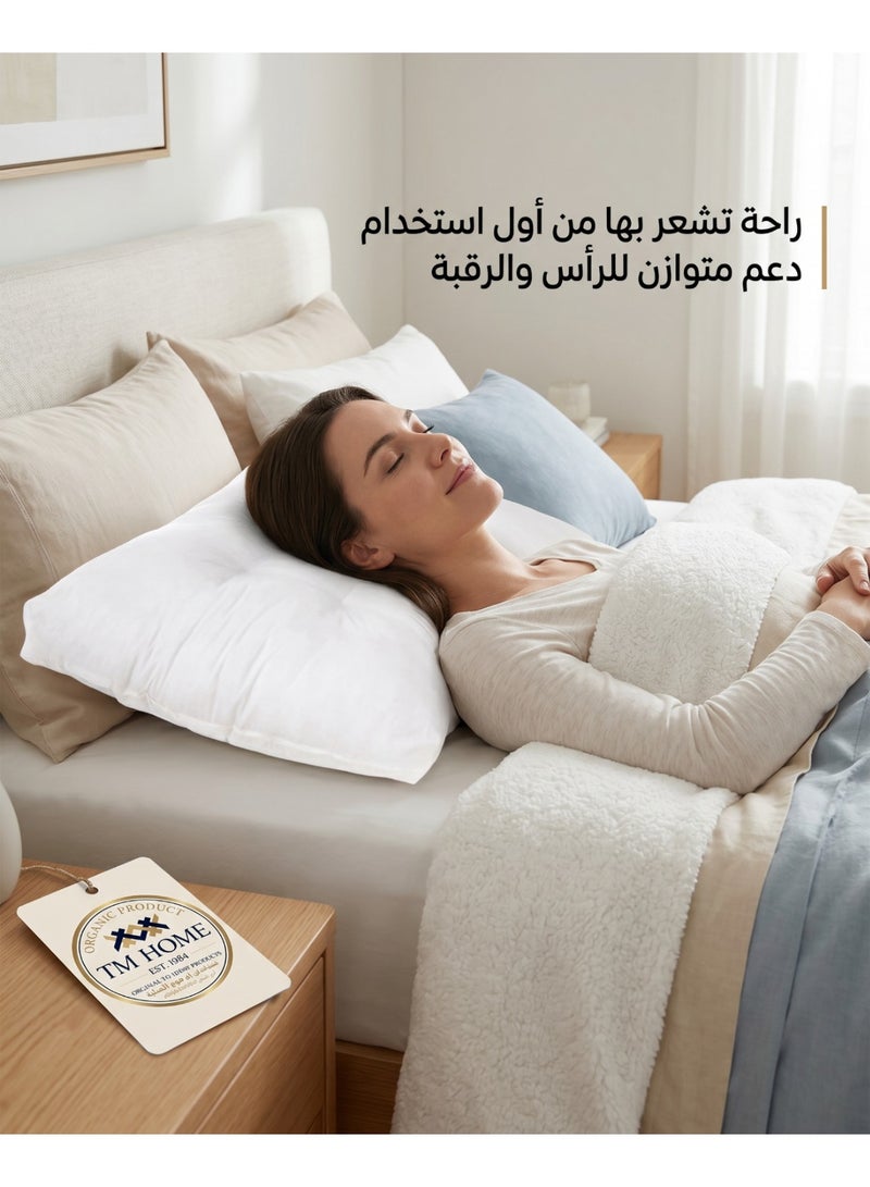 تى ام هوم مخدة نوم فندقية، 50 × 70 سم، سمك 10 سم، دعم متوسط، حشوة بولي داون، لمسة فندقية راقية - Image 2