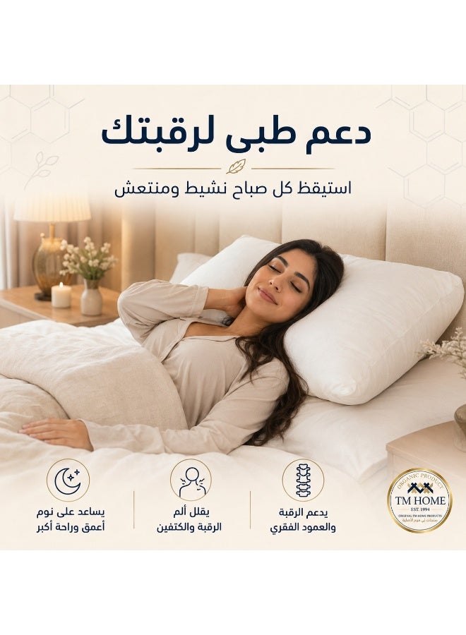 تى ام هوم مخدة نوم فندقية، 50 × 70 سم، سمك 10 سم، دعم متوسط، حشوة بولي داون، لمسة فندقية راقية - Image 4