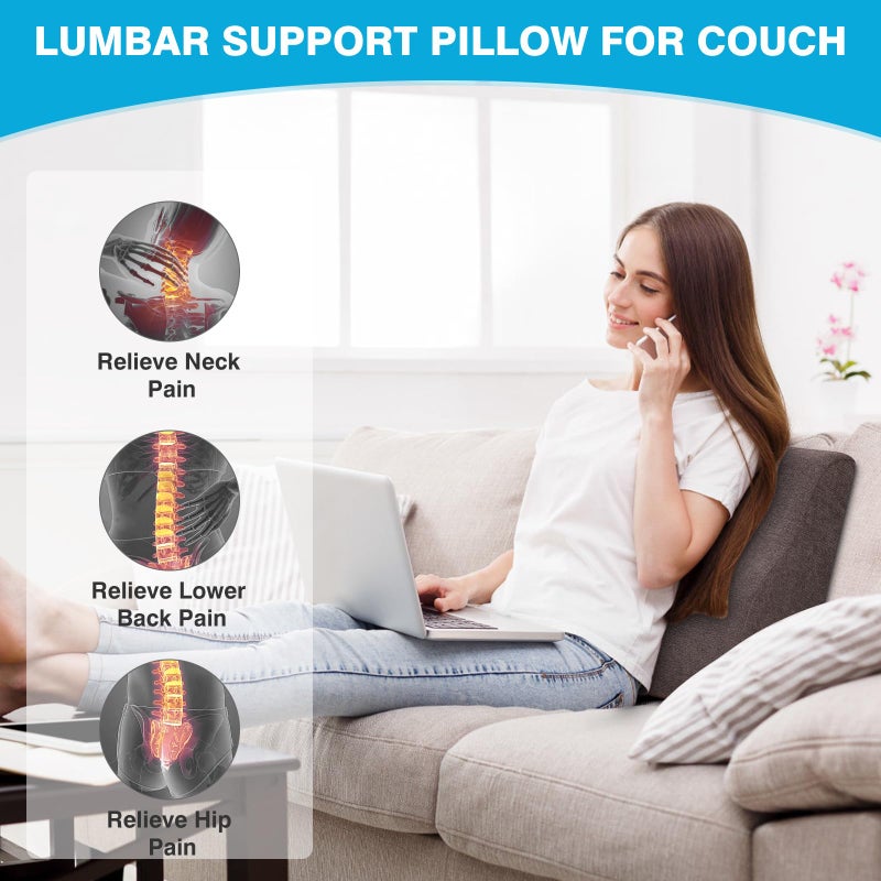 TANYOO Back Support Pillow for Recliner Dual Layer Lumbar Support Pillow with Gel Memory Foam Ergonomic Orthopedic Couch Lumbar Cushions for Elderly Lower Back Pain Relief Washable Cover Brown - Image 4