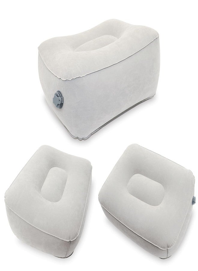 DINGCAIDC Inflatable Foot Rest, Carseat Inflatable Foot Rest Pillow, Airplanes Inflatable Foot Rest Cars, Travel Footrest Pillow for Home Office,Trains (Grey, 14.5" L×11.8" W×7.9”H) - Image 2