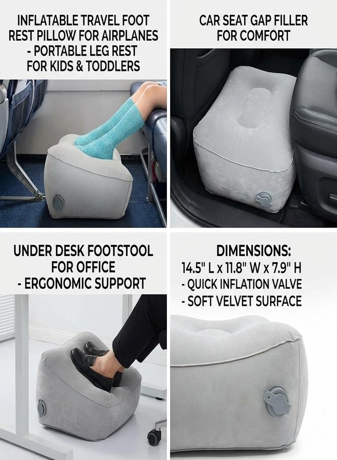 DINGCAIDC Inflatable Foot Rest, Carseat Inflatable Foot Rest Pillow, Airplanes Inflatable Foot Rest Cars, Travel Footrest Pillow for Home Office,Trains (Grey, 14.5" L×11.8" W×7.9”H) - Image 5