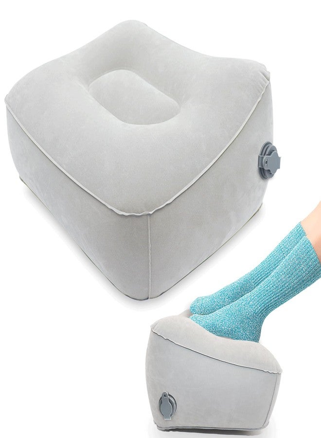 DINGCAIDC Inflatable Foot Rest, Carseat Inflatable Foot Rest Pillow, Airplanes Inflatable Foot Rest Cars, Travel Footrest Pillow for Home Office,Trains (Grey, 14.5" L×11.8" W×7.9”H) - Image 1