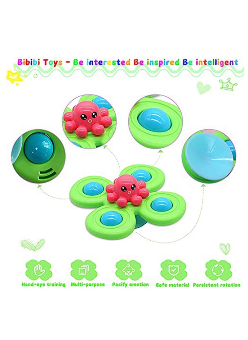 Y&D - 3pcs Spinner Toys of Suction Sensory Spinning Rattle Bath for Toddlers Babies Infant 6 12 12-18 Months Age 1-3 1 2 3 Years Old Boys Girls First Birthday Learning Gifts - Image 1