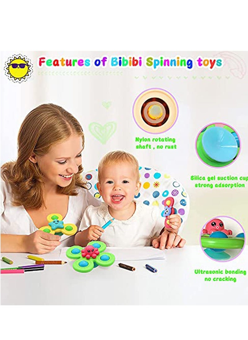 Y&D - 3pcs Spinner Toys of Suction Sensory Spinning Rattle Bath for Toddlers Babies Infant 6 12 12-18 Months Age 1-3 1 2 3 Years Old Boys Girls First Birthday Learning Gifts - Image 1