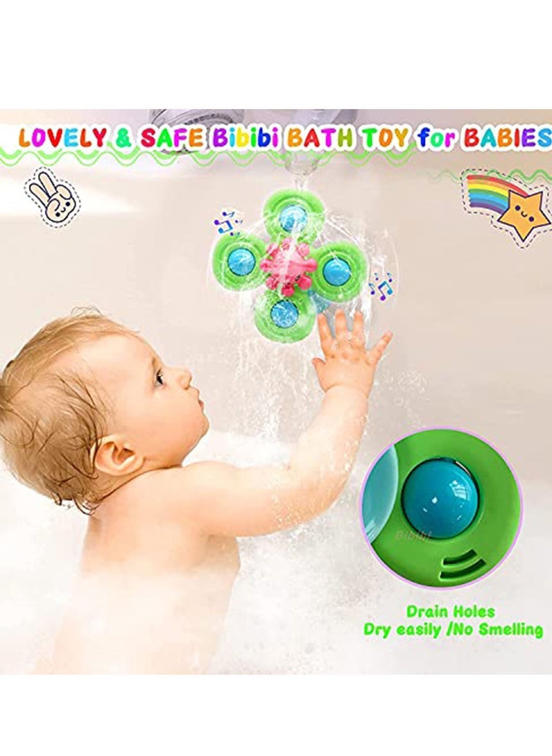 Y&D - 3pcs Spinner Toys of Suction Sensory Spinning Rattle Bath for Toddlers Babies Infant 6 12 12-18 Months Age 1-3 1 2 3 Years Old Boys Girls First Birthday Learning Gifts - Image 1