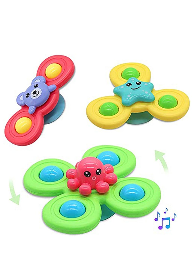 Y&D - 3pcs Spinner Toys of Suction Sensory Spinning Rattle Bath for Toddlers Babies Infant 6 12 12-18 Months Age 1-3 1 2 3 Years Old Boys Girls First Birthday Learning Gifts - Image 1