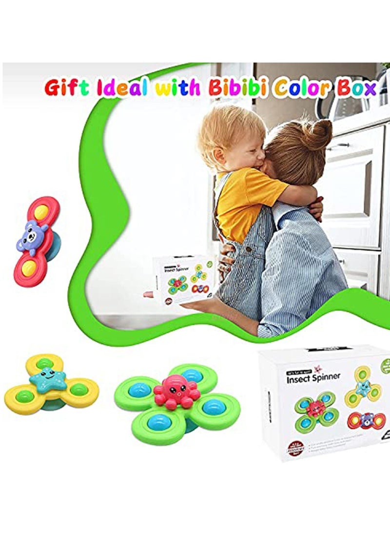 Y&D - 3pcs Spinner Toys of Suction Sensory Spinning Rattle Bath for Toddlers Babies Infant 6 12 12-18 Months Age 1-3 1 2 3 Years Old Boys Girls First Birthday Learning Gifts - Image 1