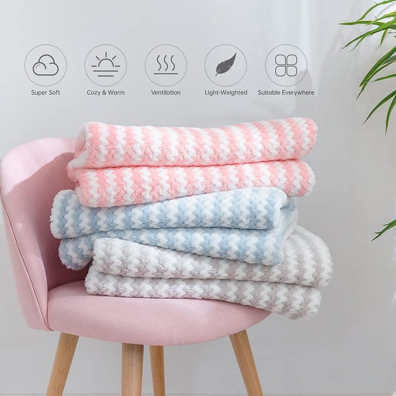 Simple&Opulence Dot Velvet Microfiber Throw Blanket, Lightweight Striped Decorative Blanket for Sofa/Bed/Couch, Ultra Soft, Plush, Cozy and Warm, Green and White, 50''x60' - Image 3