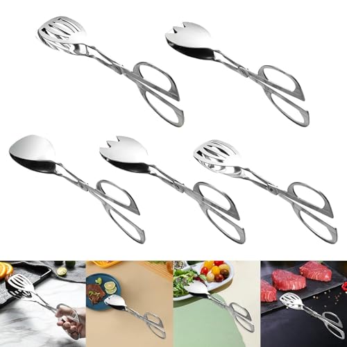 MERISHOPP Food Scissor Tongs Stainless Steel Salad Tongs for Serving Food Ice Barbecue A - Image 5