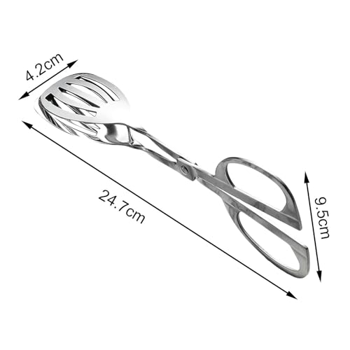 MERISHOPP Food Scissor Tongs Stainless Steel Salad Tongs for Serving Food Ice Barbecue A - Image 2