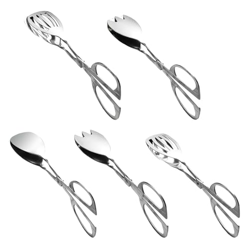 MERISHOPP Food Scissor Tongs Stainless Steel Salad Tongs for Serving Food Ice Barbecue A - Image 3