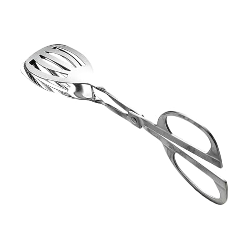 MERISHOPP Food Scissor Tongs Stainless Steel Salad Tongs for Serving Food Ice Barbecue A - Image 1