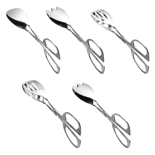 MERISHOPP Food Scissor Tongs Stainless Steel Salad Tongs for Serving Food Ice Barbecue A - Image 4