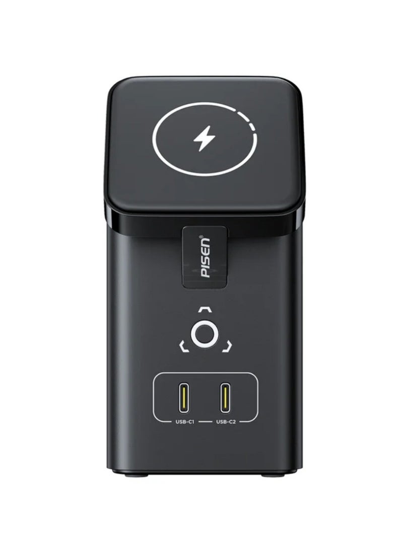 Pisen - 45W Gan Fast 4 in 1 Magnetic Wireless Charging Station for Multiple Devices Portable Charger Stand For iPhone 16/15/14/13 Samsung S24/S23 Macbooks iwatches and Airpods 45W USB C Output & 15W Wireless Charging Included 1.2M Power Cable - Image 1